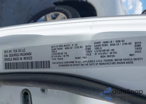 2024 Ram 2500 Big Horn 4X4 6'4 Box z USA, uszkodzony, nr VIN 3C6UR5DL1RG349404